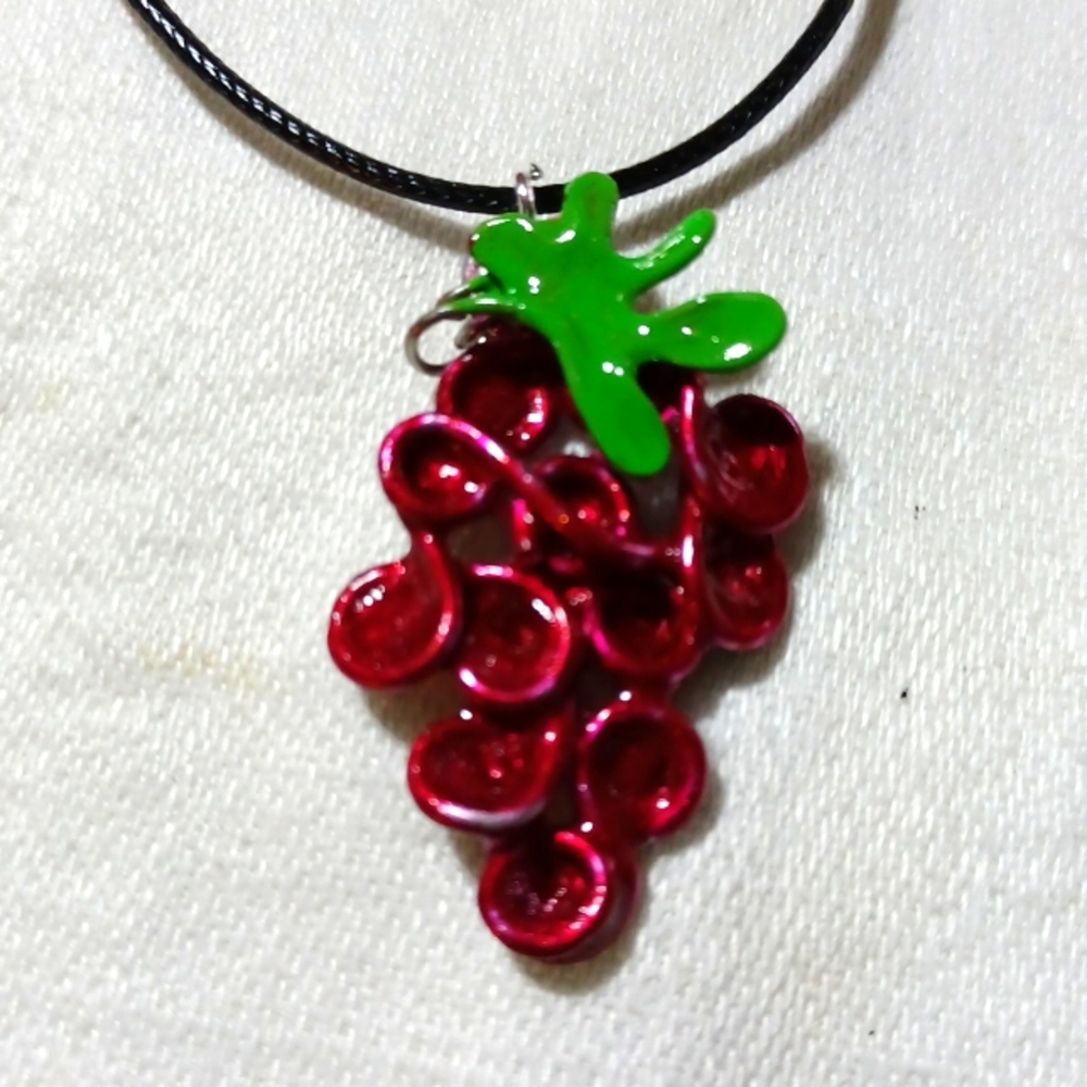 Handmade, enamel, grapes, wine lover, wired, hand- painted, pendant, necklace